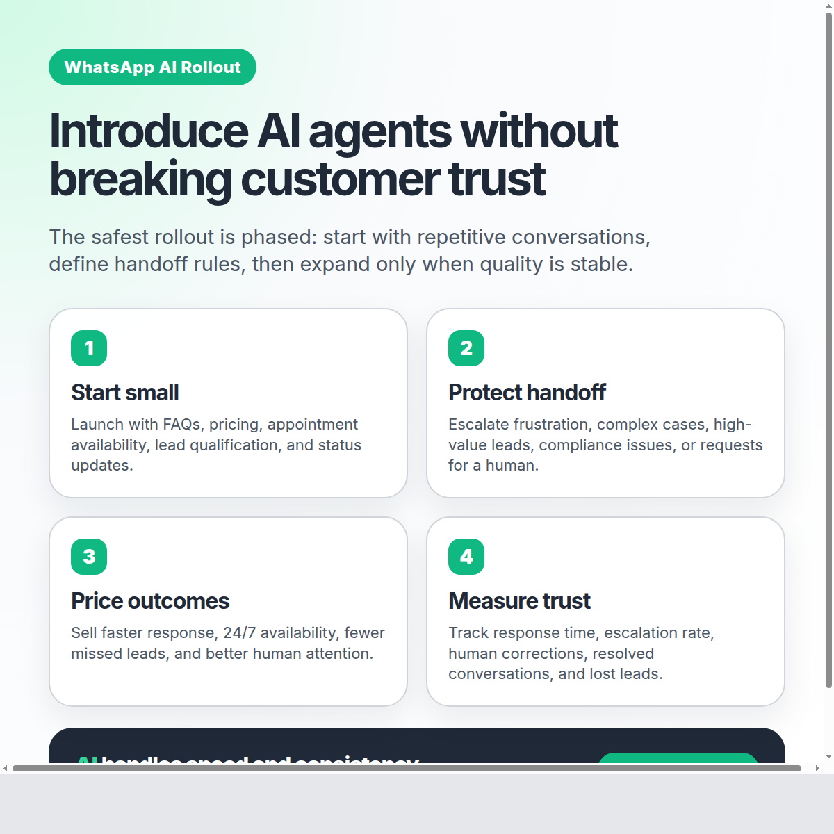 AI agent rollout framework: price, pilot, protect trust