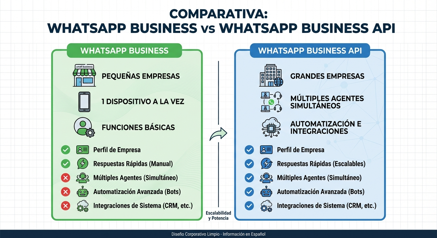 Infografía: WhatsApp Business vs API