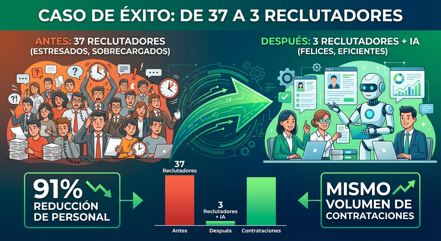 Infografía: Caso de Éxito - De 37 a 3 Reclutadores