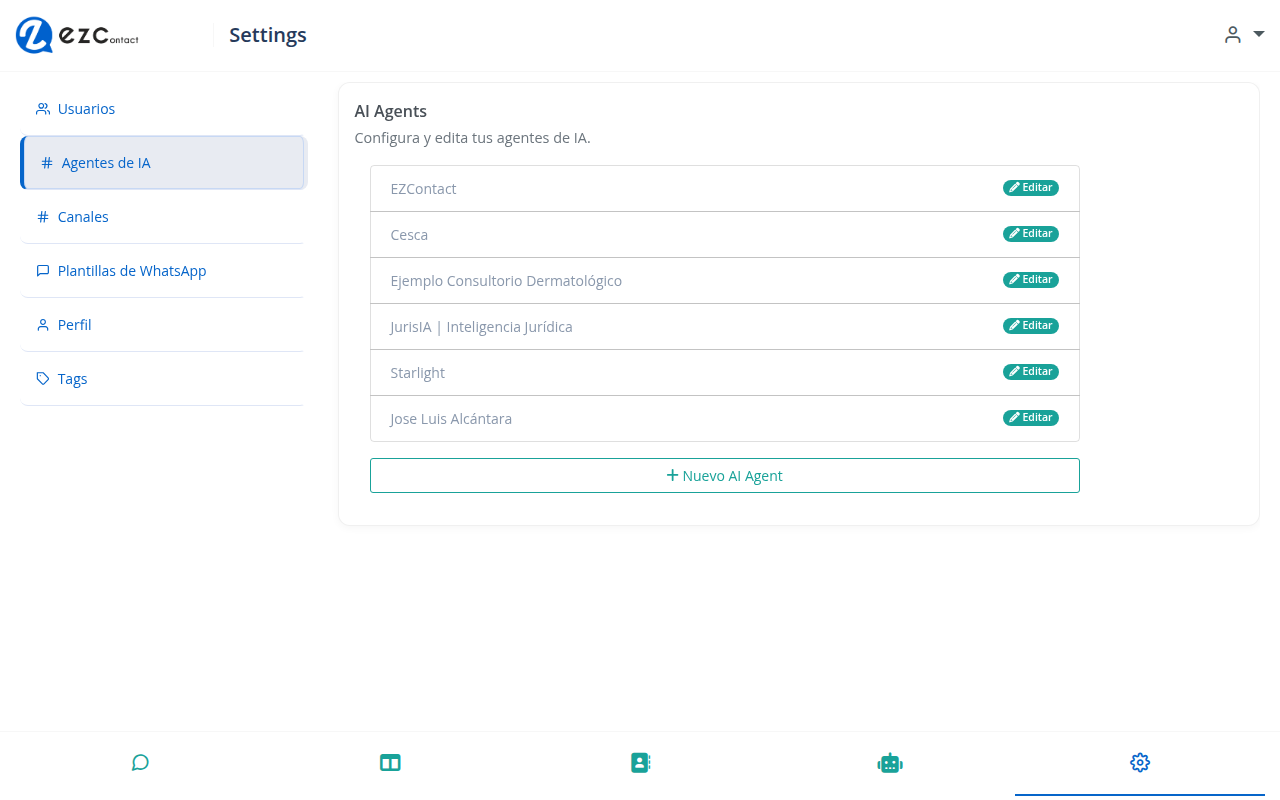 Configuración del agente de IA