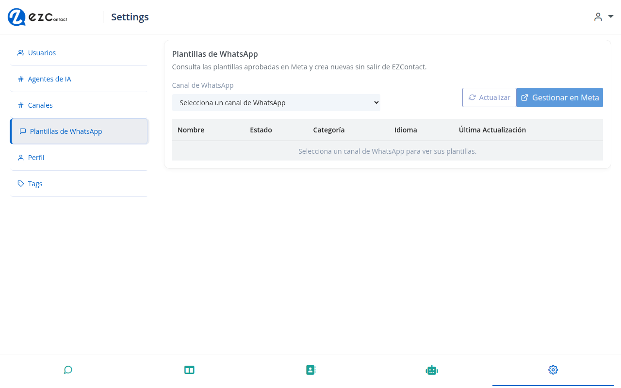 Plantillas de WhatsApp en EZContact
